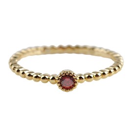 Cream Dot Ring, Women's, Popular, 18k Coating, Birthstone Color, Single Stone, Milgrain, Metal