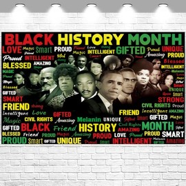 KYMY Black History Month Backdrop, African American Heritage Celebration Banner 70.9" X 43.3", Black Pride Cultural Photography Background for February Events, Wall Decor, Indoor Outdoor Party Decor