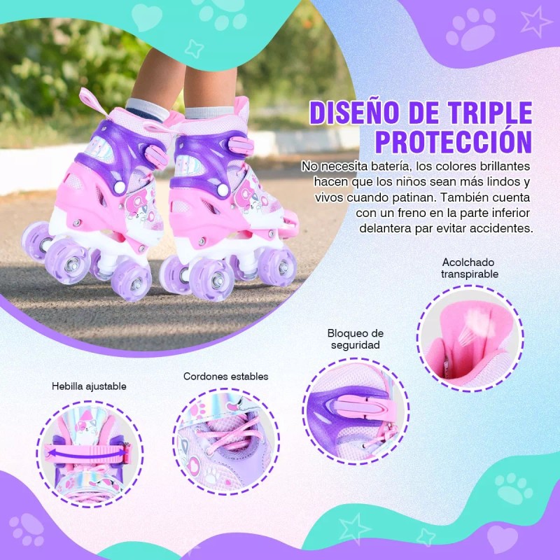 Trixter Patines De 4 Ruedas Ajustable Niño Niña Con Kit