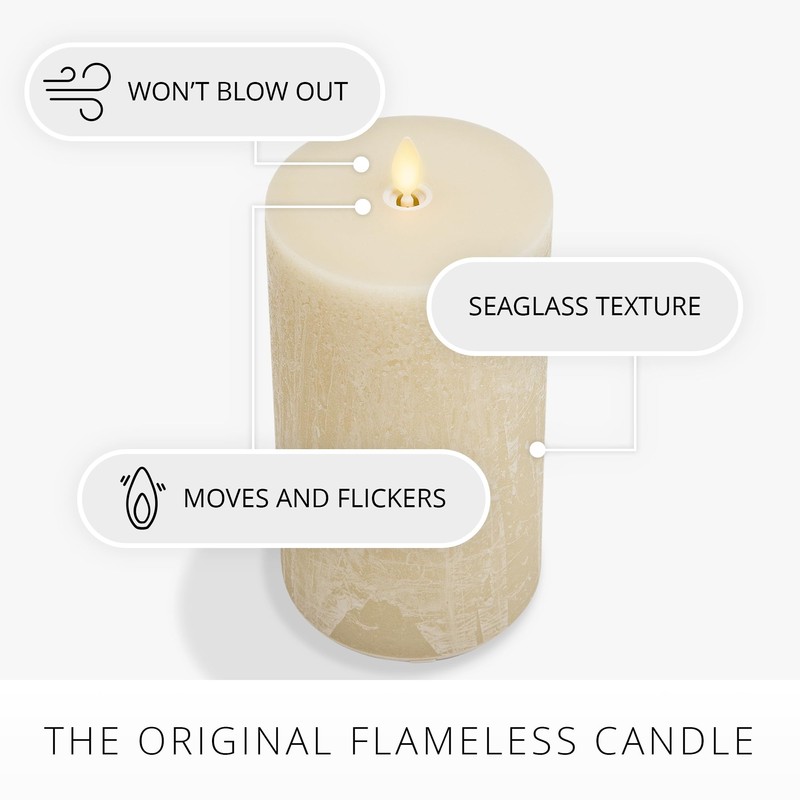 Luminara Seaglass Rechargeable Flameless LED Candle, Fog 3.8" x 8.6",