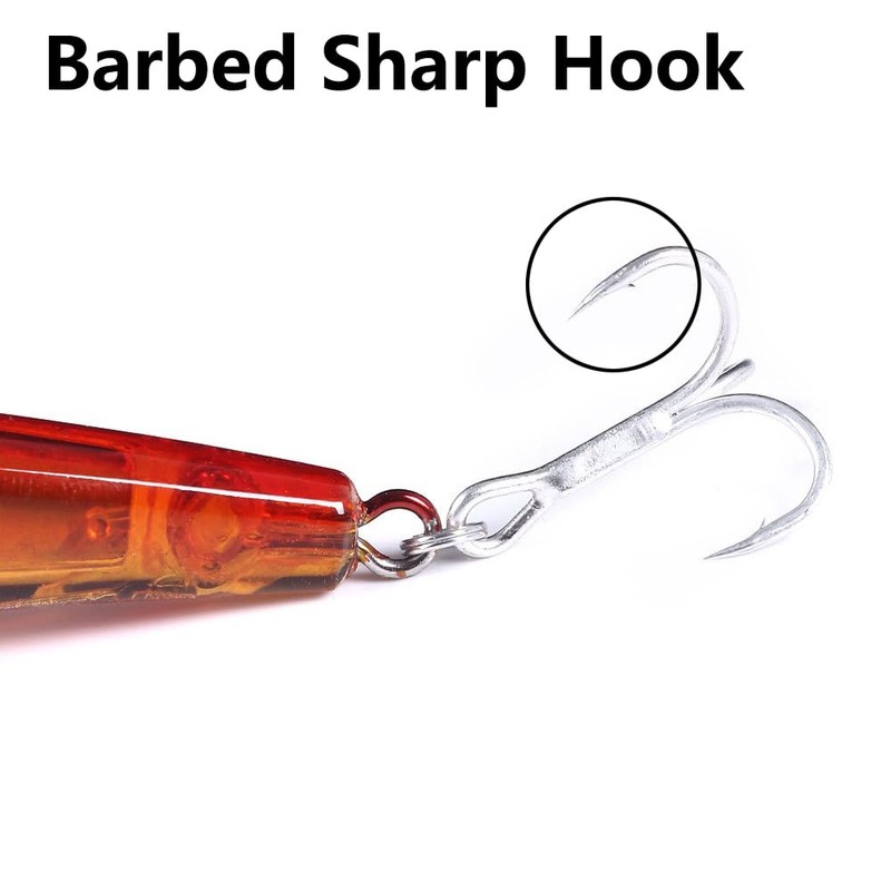ABS Plastic Fishing Lure with Barbed Hooks Lifelike 3D Minnow