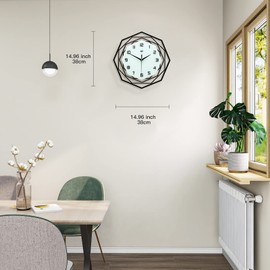 JUJUDA Large Wall Clock for Living Room Decor Modern Big Wall Clock for Kitchen Bedroom Home Decoration Extra Giant Black Wall Clock Battery Operated for Dining Room Bathroom Office Decorative 15 Inch