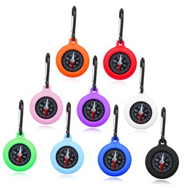 Totority 9pcs Hiking Navigation Tool with Carabiner Essential Camping Pocket Compass for Outdoor Adventures Travel and Survival