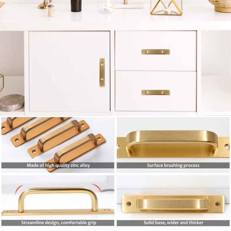 Gold Solid Metal Door Handle Handles with Plates and Screws
