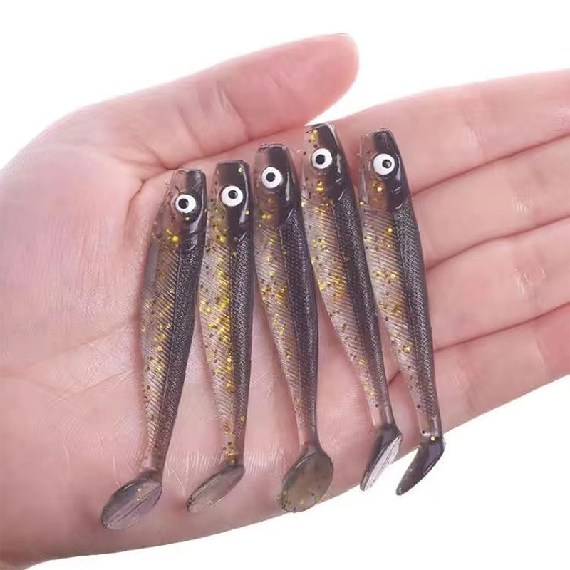 50pcs Soft Plastic Swim Bait Paddle Tail Lures Fishing Lures