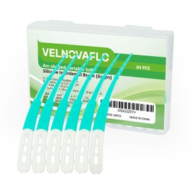 VelnovaFlo Interdental Brush for Dental CareSoft Interdental Brushes Original,Dental Picks for Cleaning Teeth,Arc - Shaped Soft Silicone interdental Brush (Green, 84 Pieces)