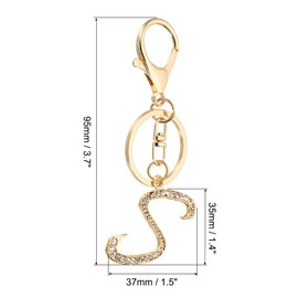 PATIKIL Initial Letter Keychain, Letter S Charm with Crystal Diamonds Cute and Creative Decorative Alphabet Pendants for Bag Backpack DIY Craft, Gold Tone