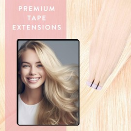 Just Beautiful Hair 10 x 2.5g Tape Extensions – 24 ", REMY Hair, #60 light blond, straight