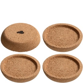 LEONARDO HOME GOCCE Coasters • Pack of 4 • Natural Cork • Oval Shape • Textured Surface • Suitable as Cover • Non-Slip Property • Decorative and Functional • Diameter 6.4 cm • Beige • 057173