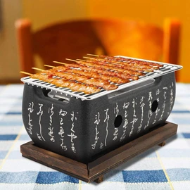 Japanese Yakiniku Grill, Portable Barbecue Stove Heat-Resistant Japanese Food Charcoal Stove, Independent Carbon Trough, for Household, Yakiniku, Robata, Yakitori, Takoyaki and BBQ