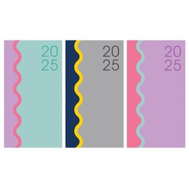 2025 Week To View Slim Diary And Fashion Diary Girls Ladies Ribbon (Pastel With Elastic Pink)