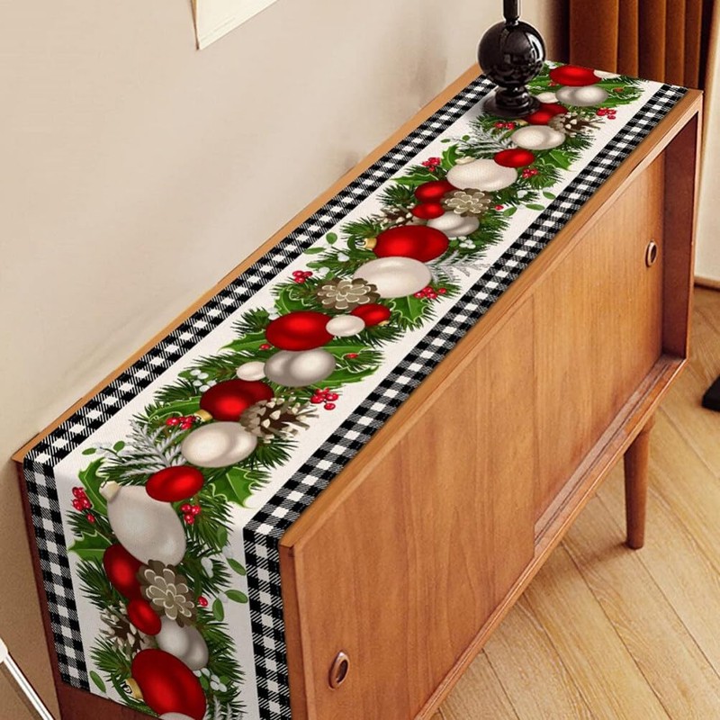 TOVINANNA Christmas Table Runner Elegant Holiday Tablecloth for Dining and