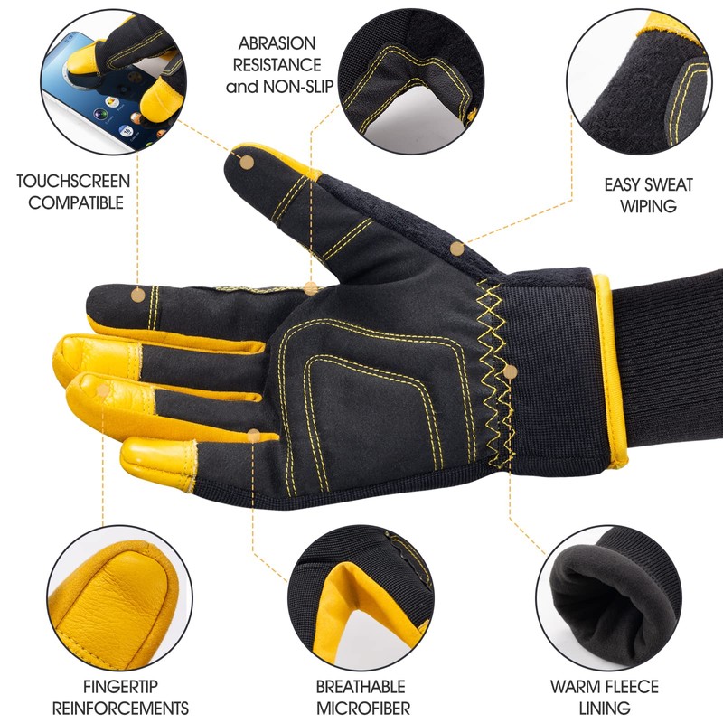 HODUP Waterproof Insulated Winter Work Gloves, Thermal Lining High Desterity