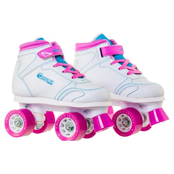 Chicago Girls Sidewalk Roller Skate - White Youth Quad Skates - Size 1