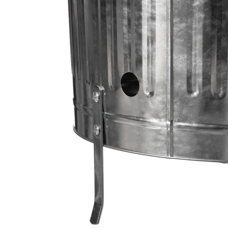 Gardenised 20-Gallon Galvanized Steel Incinerator Can with Lid & Vent