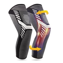 yeloumiss Full Leg Compression Sleeve 6 Pair Long Knee Braces for Women and Men Knee Support with Non Slip Silicone for Sports Running