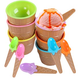 Ice Cream Sundae for Kids, ZoneYan Cute Colourful Ice Cream Bowls, Ice Cream Bowls, Children's Dessert Bowl, Ice Cream Sundae with Spoons, for Food, Fruit, Ice Cream, Family, Camping, Christmas Party