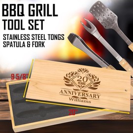Bespoke Anniversary Gift BBQ Grill Set - Name and Date Engraving for a Timeless Memory, Ideal for Celebrating Love