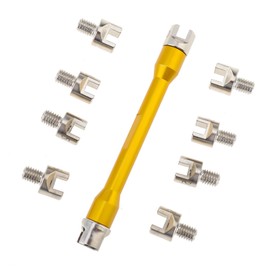 Windance Spoke Spanner Kit, 5.0-6.8mm Steel Spoke Nipples CNC Aluminum Spoke Wrench Set for Most Motorbike Dirt Bike Scooter, (Gold)