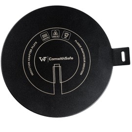 Induction Adaptor 14 cm - Removable Insulating Handle - Does Not Change Colour After Use - Heat Distributor with Black Coating for High Temperatures, Plate Relay Induction/Gas