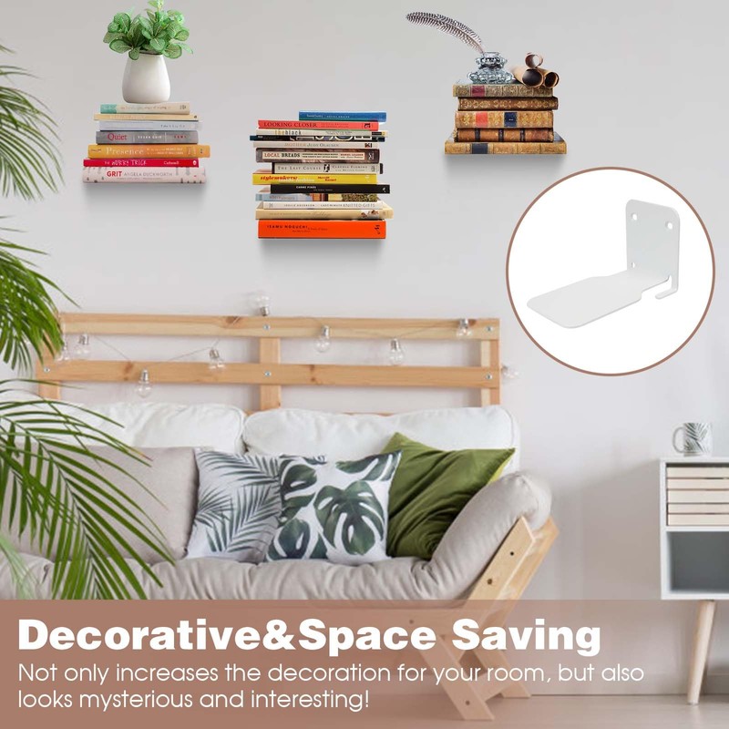 JYUHA 4 PCS Invisible Floating Bookshelves, Wall Mounted Floating Book