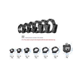 LEOFOTO TDC-32 Tripod Leg Clamp 32 mm + CF-9 Thread Adapter