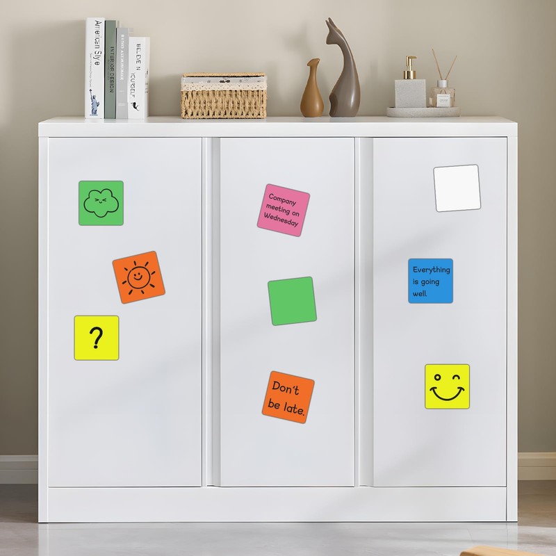 Reusable Magnetic Sticky Notes,3”x3”,24Pack,Dry Erase Magnets Magnetic Labels,Bright Colors Magnet
