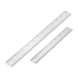 PATIKIL 8, 12 Inch Stainless Steel Straight Edge Ruler, 2 Pcs Cork Backing Non-Slip Metal Ruler with Inches Centimeter Metric Measuring Tools for Office