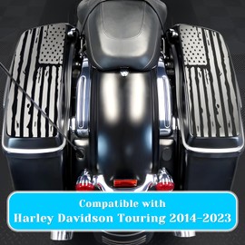 American Flag Saddle Bag Lid Decals SaddleBag Vinyl Cover Exterior Accessories Black Compatible with 2014-2023 Harley Davidson Touring