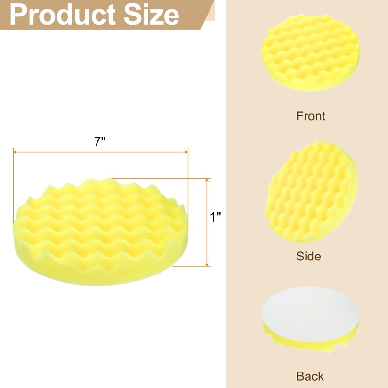 HARFINGTON Buffing Sponge Pads 7" Polishing Wheel Waffle Finishing Grip