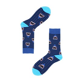 Real Sic Fun Socks for Men and Women - Cozy Cotton Dress Socks with Colorful Designs - Cool, Casual, Trippy Patterned (Shady Sharks)