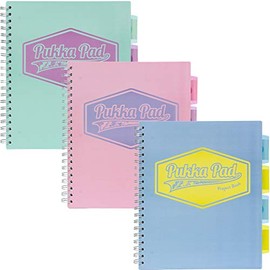Pukka Pad 5-Subject Divider Notebook, 11 x 8-1/2 inch 3-Pack, 100 80 GSM Wgt. Sheets, 1 Blue, 1 Pink, 1 Teal