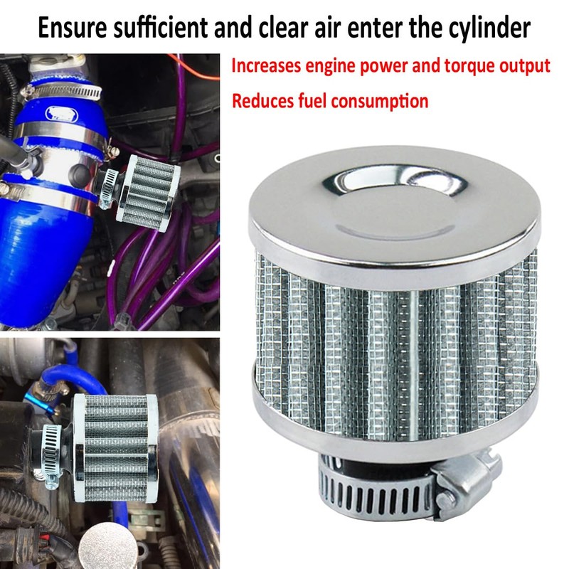 MOCNT 2 Stück Auto Luftfilter 12mm Auto Luftansaugfilter Universal Turbo