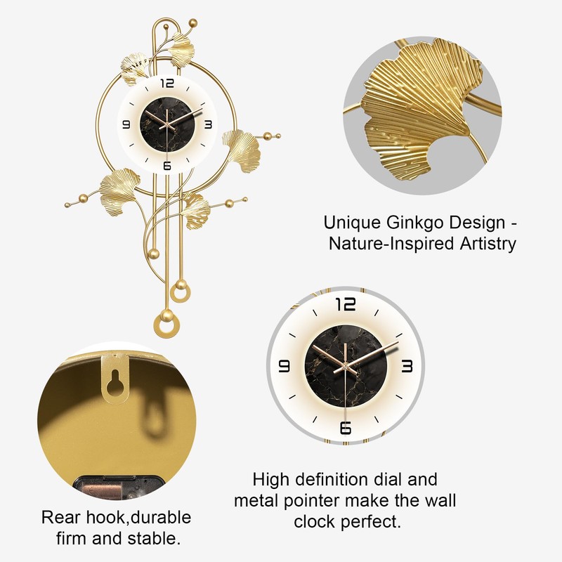 FIXNEO Wall Clock, Large Modern Wall Clock for Living Room