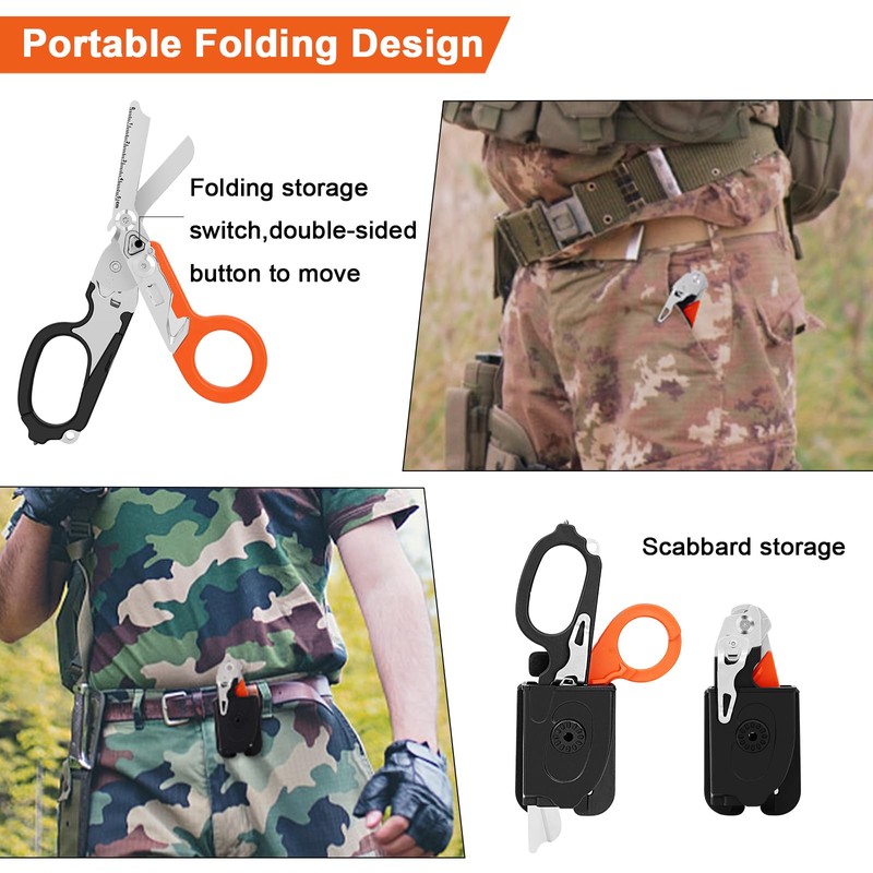 Awaiymi 6 In 1 Multi-function Trauma Shears With Holster, Stainless
