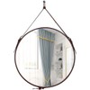 HofferRuffer Round Wall Mirror Strap Mirror Decorative Hanging Mirror with
