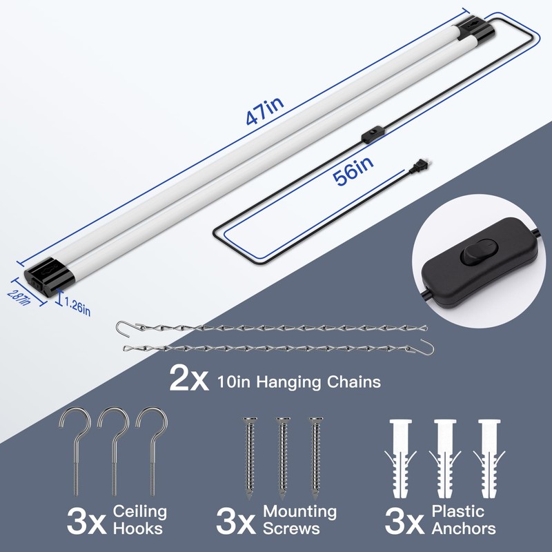 BBOUNDER 4 Pack Linkable LED Utility Shop Light, 4400 LM,
