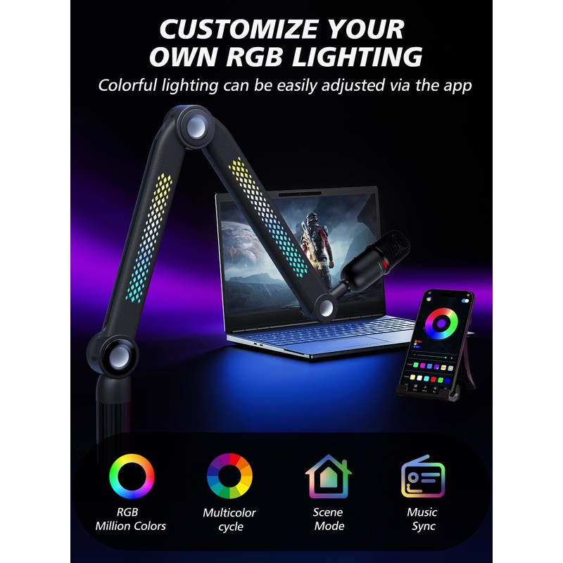 YOUSHARES Microphone Stands Compatible with Blue Yeti，HyperX，FIFINE AM8，Shure Mic，Rode PodMic