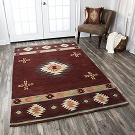 Rizzy Home Collection Wool Area Rug, 3' x 5', Burgundy/Tan/Sage/Navy/Light Tan Southwest/Tribal