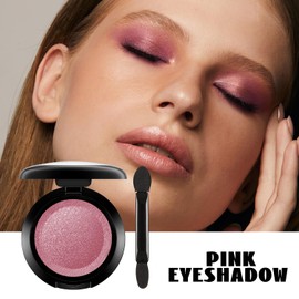 Dark Pink Single Color Glitter Eyeshadow with Brush, Shimmering Pressed Powder, Highly Pigmented Sparkly Eyeshadow for Girls Women, Waterproof and Long-Lasting for Women Party, Stage Looks