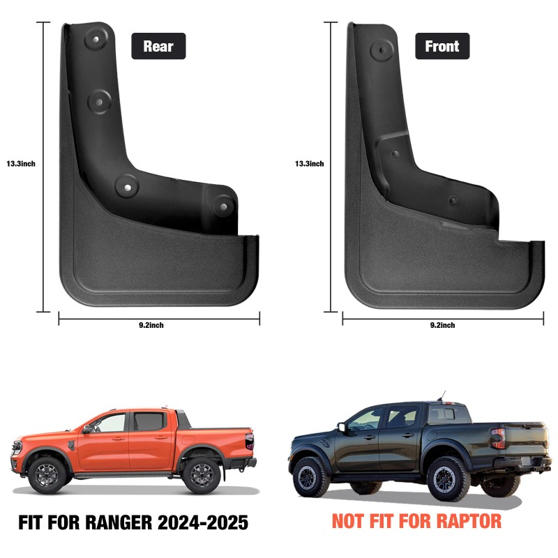 XUKEY 4X For 2024-2025 Ford Ranger Mud Flap Splash Guard
