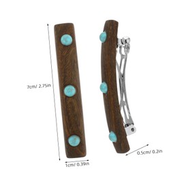 Baluue Elegant Wooden Hair Barrettes Vintage French Rectangle Clips for Cheongsam Daily Parties Weddings