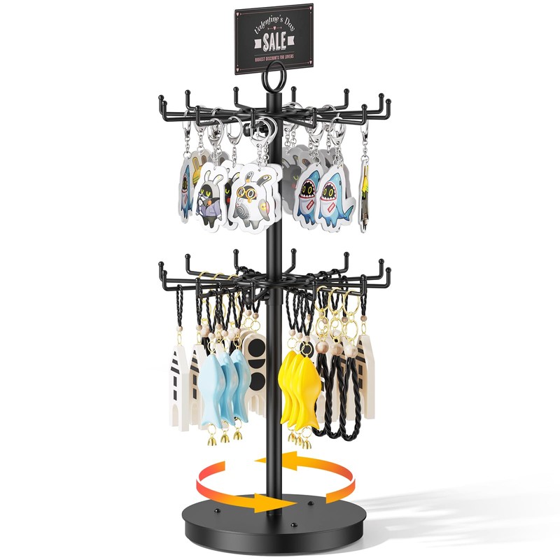 ORLESS 2 Tier Rotating Jewelry Display Stand, Keychain Display Stand