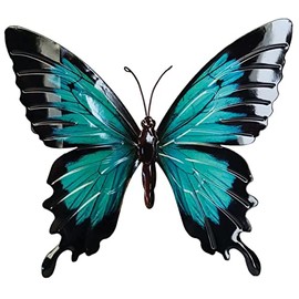 CIM Metal Wall Decoration - Butterfly Blue Morpho - 35 cm x 25 cm - 3D Wall Picture - Butterfly - Wall Decoration with Practical Wall Mounting