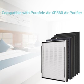 Byseacore Air XP360 Filter Replacement Compatible with Purafide XP360 Air Purifier, 1True HEPA(H13) Filter+1 Activated Carbon Filter+4 Pre-filter