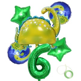 Jrzyhi Dino Birthday Decoration Dino Balloons 6 Year Birthday Dinosaur 6 Year Birthday Decoration 6 Dinosaur Children's Birthday Decoration for Jungle Party Children Dinosaur Party Decoration