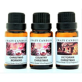 3 Bottles Set,1 Victorian Christmas, 1 Country Christmas, 1 Christmas Morning, 1/2 Fl Oz Each (15ml) Premium Grade Scented Fragrance Oils by Crazy Candles