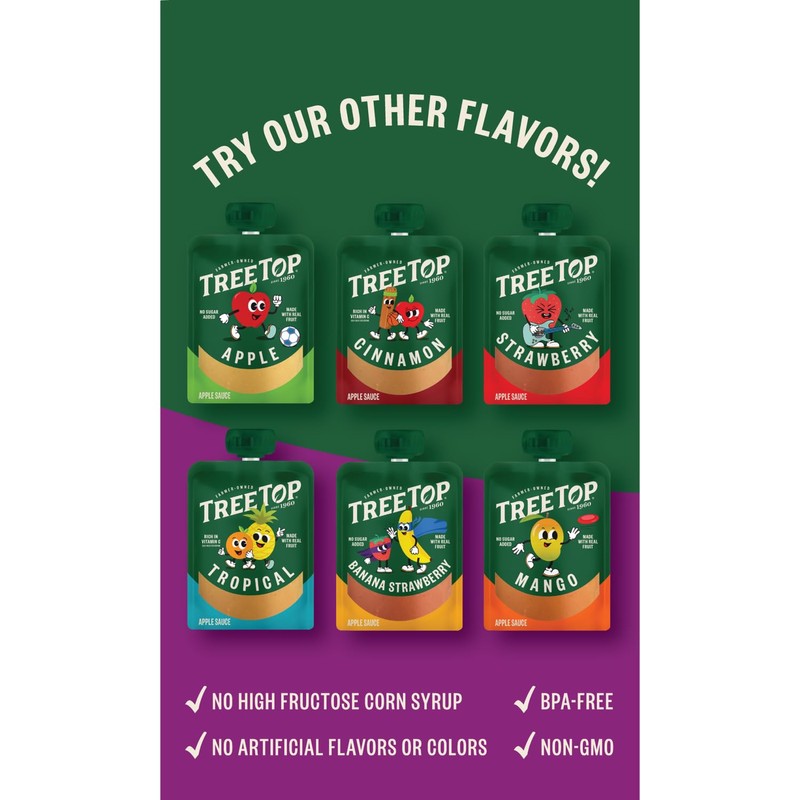 Tree Top Applesauce Pouches (3.2 Ounce (Pack of 12), Mixed
