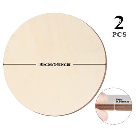 Lemonfilter 2 Pieces Wood Circles for Crafts 14inch Thick 0.24'', Unfinished Wood Rounds Wooden Cutouts for Crafts, Door Hanger, Door Design, Wood Burning