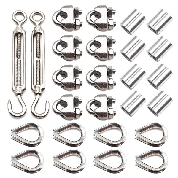 304 Stainless Steel M6 Turnbuckle Wire Rope Kit Turnbuckle Thimble
